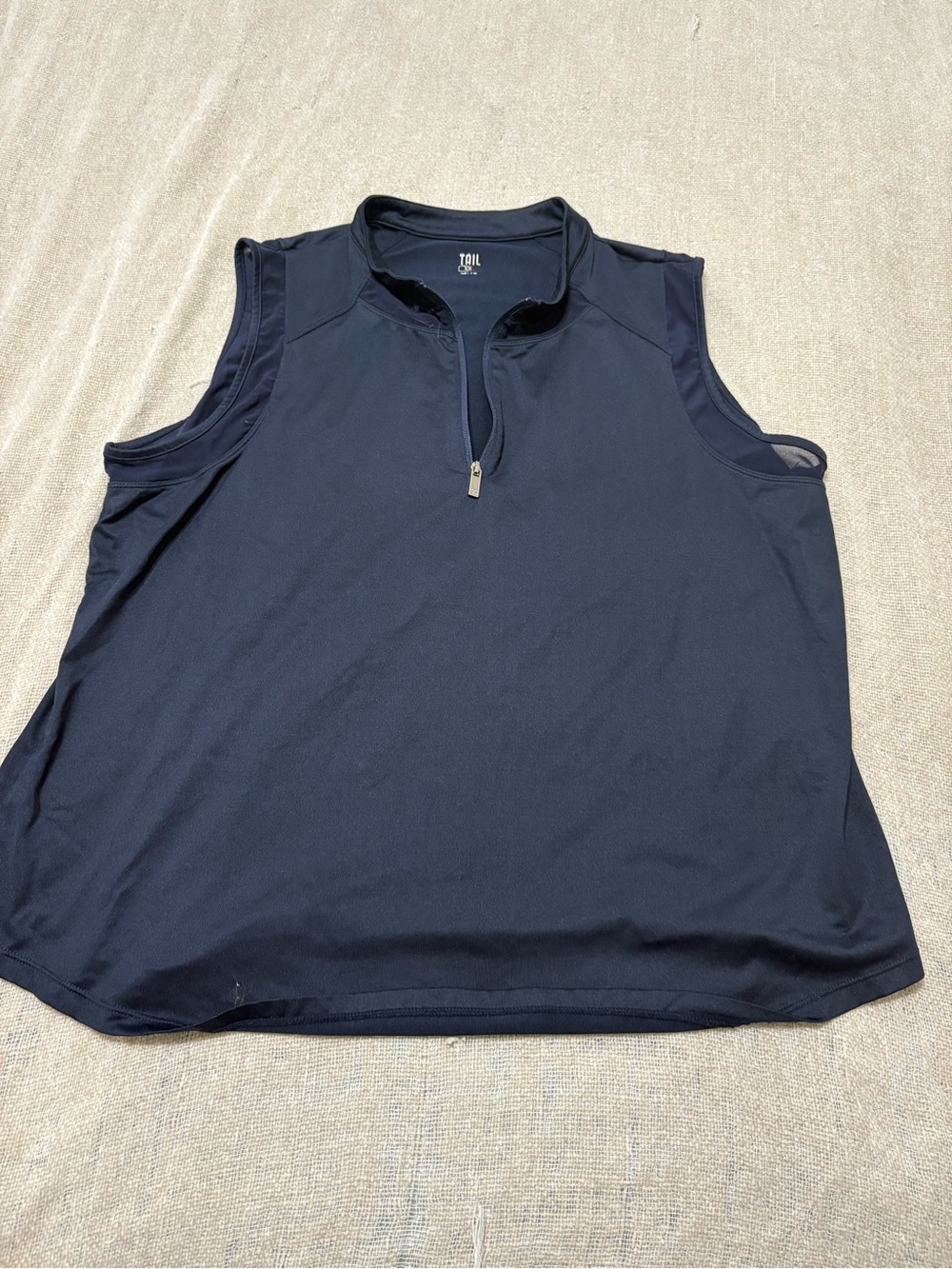 Tail Navy Sleeveless Quarter-Zip Performance Top